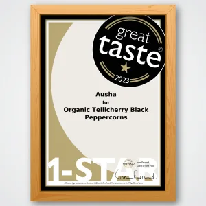 Ausha Organic Tellicherry Black Peppercorns Whole – 1kg | 2** Star Winner Great Taste Award