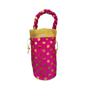 POTLI BAG WITH GOLDEN DOTS AND ROUND BASE – 8 INCES