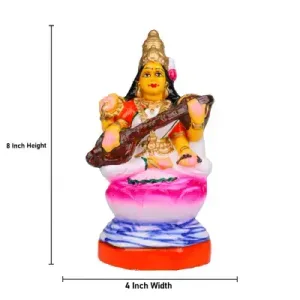 Saraswati Small – Clay – 8 Inch