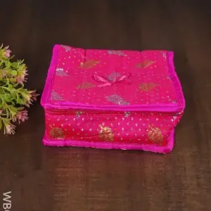 Printed Jewel Pouch with Golden Leaves – Small