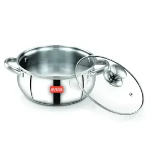 SS Utensils – Inox IB Belly Cookpot with GL (16 cm)