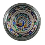 Meenakari Pooja Plate – Gaja Lakshmi design – Stainless Steel