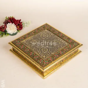 Oxidized Dry Fruit Box Embossed with Flower – 10×10 inch – WBG1712